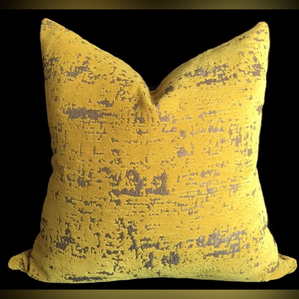 Yellow Velvet Decorative Pillow Covers (2)